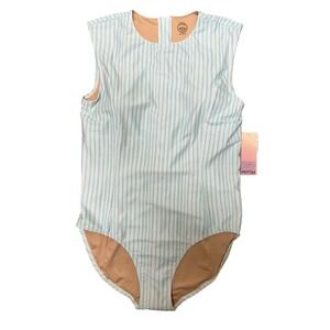 Mott50 Michaela Sleeveless One Piece Swimsuit Sea Glass Stripe Women's Large
